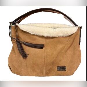 EUC UGG Suede & Sheepskin Fold Down Tassel Hobo